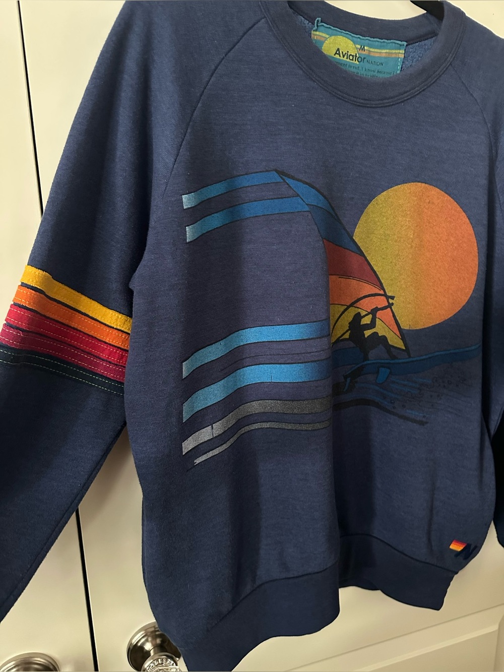 Aviator Nation Medium Surf Sunset Crewneck Sweatshirt Pockets Unisex - Picture 6 of 13
